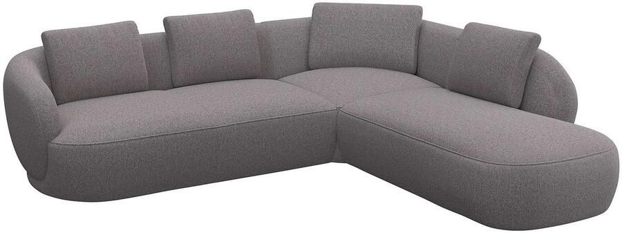 FLEXLUX Hoekbank Torino rond L-vorm bankhoek met ottomane Modern organisch bankontwerp koudschuim golfvering - Foto 3