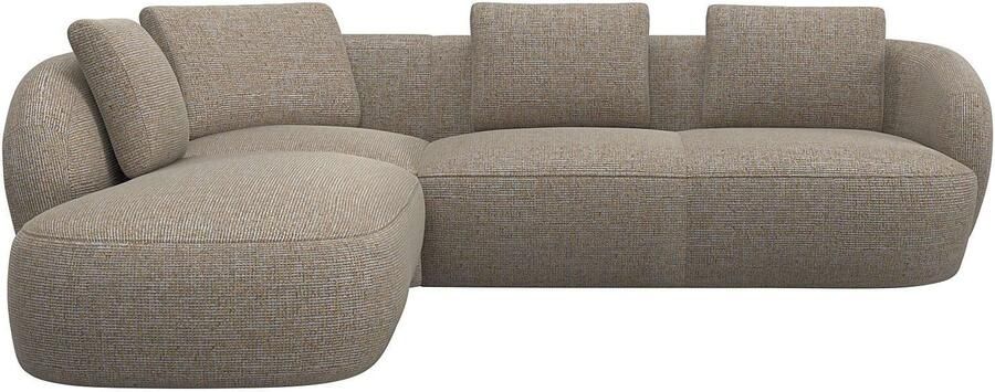 FLEXLUX Hoekbank Torino rond L-vorm bankhoek met ottomane Modern organisch bankontwerp koudschuim golfvering - Foto 4