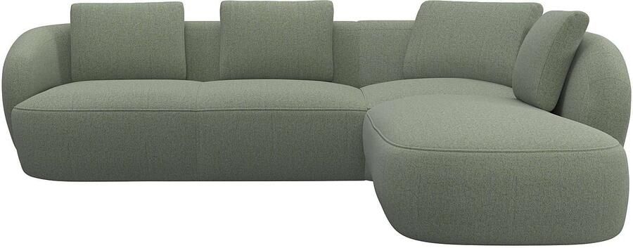 FLEXLUX Hoekbank Torino rond L-vorm bankhoek met ottomane Modern organisch bankontwerp koudschuim golfvering - Foto 4