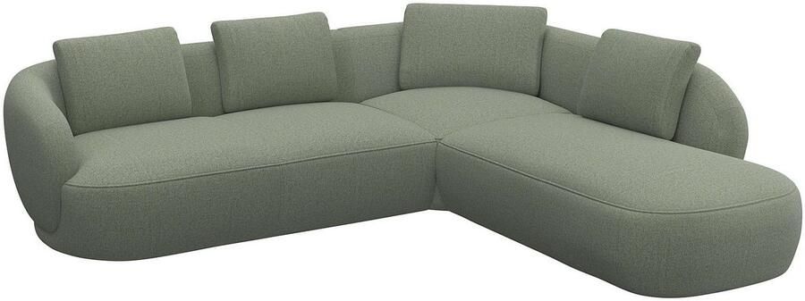 FLEXLUX Hoekbank Torino rond L-vorm bankhoek met ottomane Modern organisch bankontwerp koudschuim golfvering - Foto 3