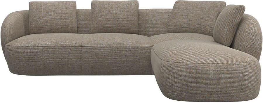 FLEXLUX Hoekbank Torino rond L-vorm bankhoek met ottomane Modern organisch bankontwerp koudschuim golfvering - Foto 4