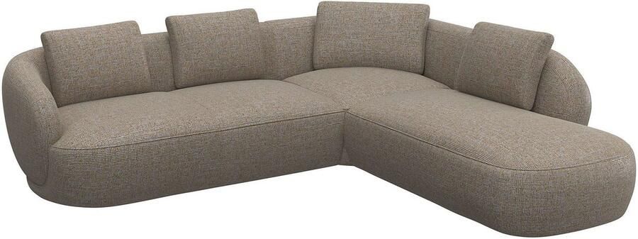 FLEXLUX Hoekbank Torino rond L-vorm bankhoek met ottomane Modern organisch bankontwerp koudschuim golfvering - Foto 3