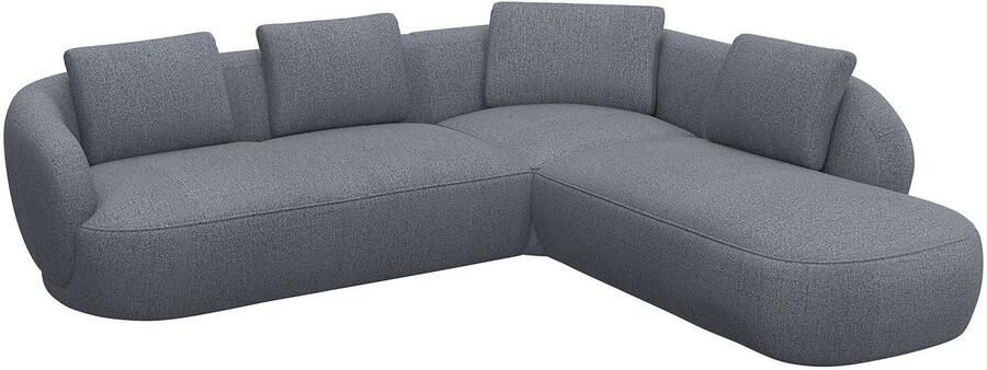 FLEXLUX Hoekbank Torino rond L-vorm bankhoek met ottomane Modern organisch bankontwerp koudschuim golfvering - Foto 3