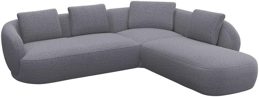 FLEXLUX Hoekbank Torino rond L-vorm bankhoek met ottomane Modern organisch bankontwerp koudschuim golfvering - Foto 3