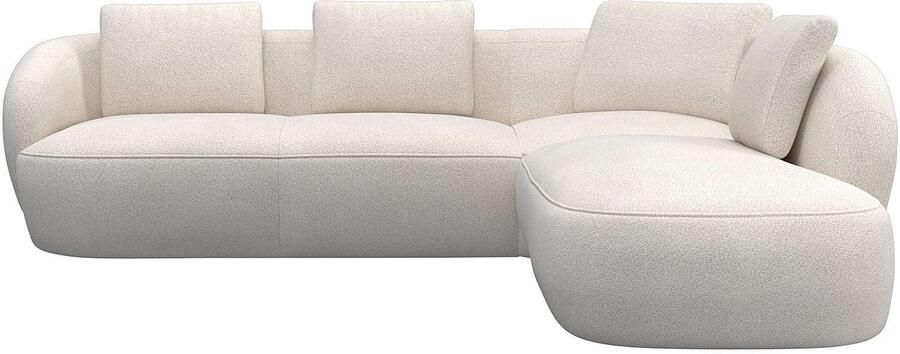 FLEXLUX Hoekbank Torino rond L-vorm bankhoek met ottomane Modern organisch bankontwerp koudschuim golfvering - Foto 4