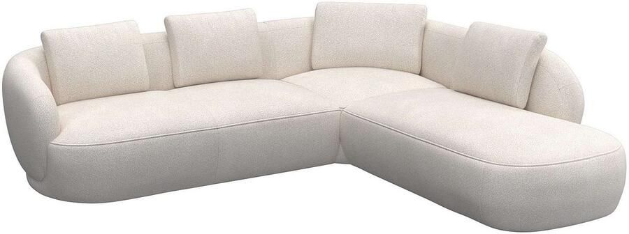 FLEXLUX Hoekbank Torino rond L-vorm bankhoek met ottomane Modern organisch bankontwerp koudschuim golfvering - Foto 3