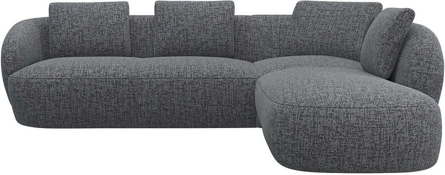 FLEXLUX Hoekbank Torino rond L-vorm bankhoek met ottomane Modern organisch bankontwerp koudschuim golfvering - Foto 4