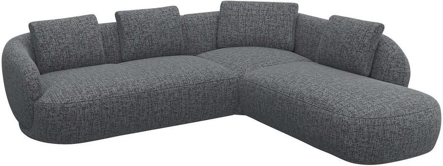 FLEXLUX Hoekbank Torino rond L-vorm bankhoek met ottomane Modern organisch bankontwerp koudschuim golfvering - Foto 3