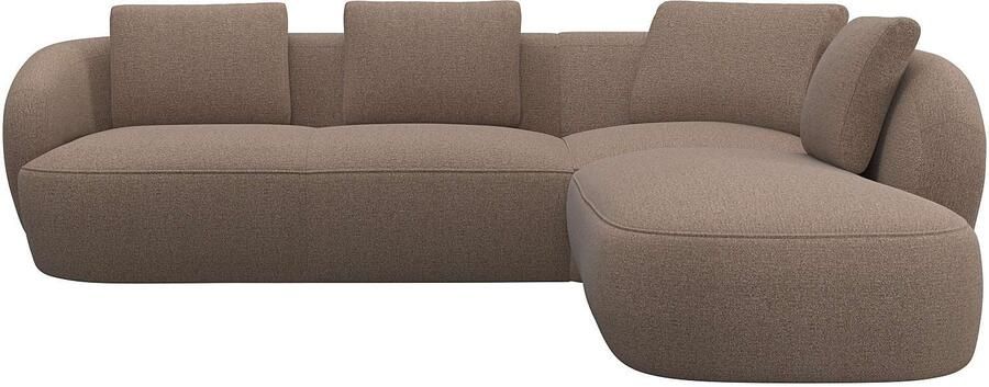 FLEXLUX Hoekbank Torino rond L-vorm bankhoek met ottomane Modern organisch bankontwerp koudschuim golfvering - Foto 4