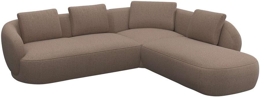 FLEXLUX Hoekbank Torino rond L-vorm bankhoek met ottomane Modern organisch bankontwerp koudschuim golfvering - Foto 3