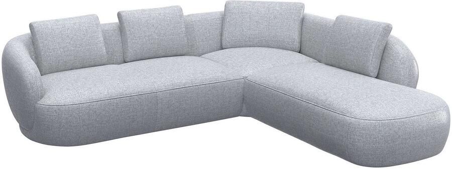 FLEXLUX Hoekbank Torino rond L-vorm bankhoek met ottomane Modern organisch bankontwerp koudschuim golfvering - Foto 3