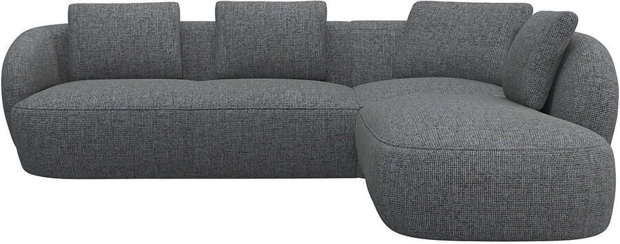 FLEXLUX Hoekbank Torino rond L-vorm bankhoek met ottomane Modern organisch bankontwerp koudschuim golfvering - Foto 4