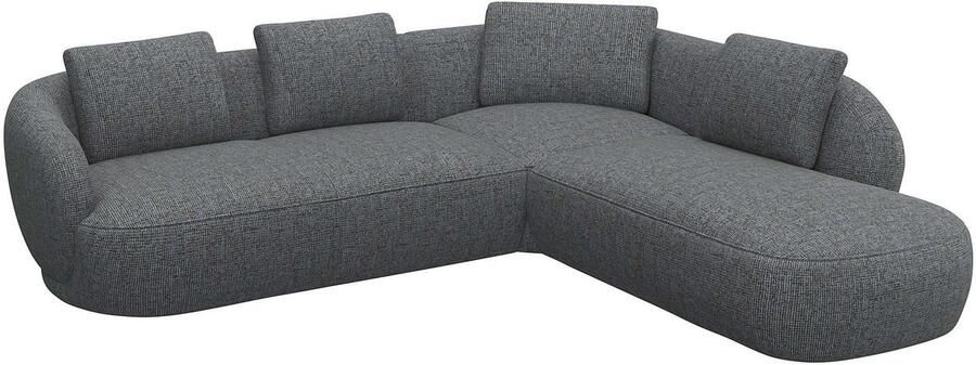 FLEXLUX Hoekbank Torino rond L-vorm bankhoek met ottomane Modern organisch bankontwerp koudschuim golfvering - Foto 3