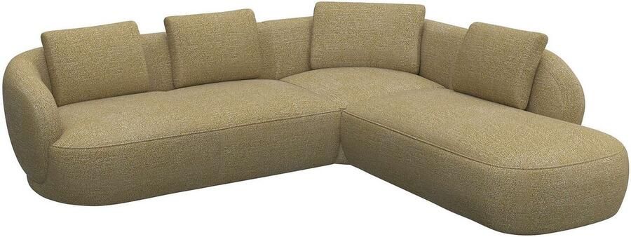 FLEXLUX Hoekbank Torino rond L-vorm bankhoek met ottomane Modern organisch bankontwerp koudschuim golfvering - Foto 3