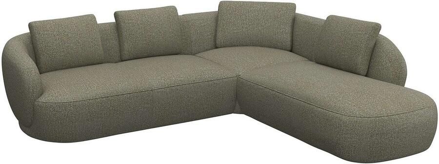 FLEXLUX Hoekbank Torino rond L-vorm bankhoek met ottomane Modern organisch bankontwerp koudschuim golfvering - Foto 3