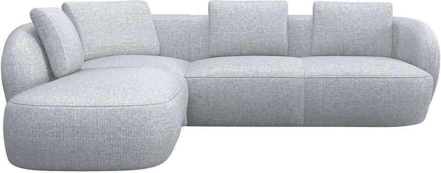 FLEXLUX Hoekbank Torino rond L-vorm bankhoek met ottomane Modern organisch bankontwerp koudschuim golfvering - Foto 4