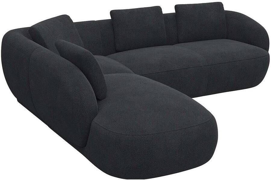 FLEXLUX Hoekbank Torino rond L-vorm bankhoek met ottomane Modern organisch bankontwerp koudschuim golfvering