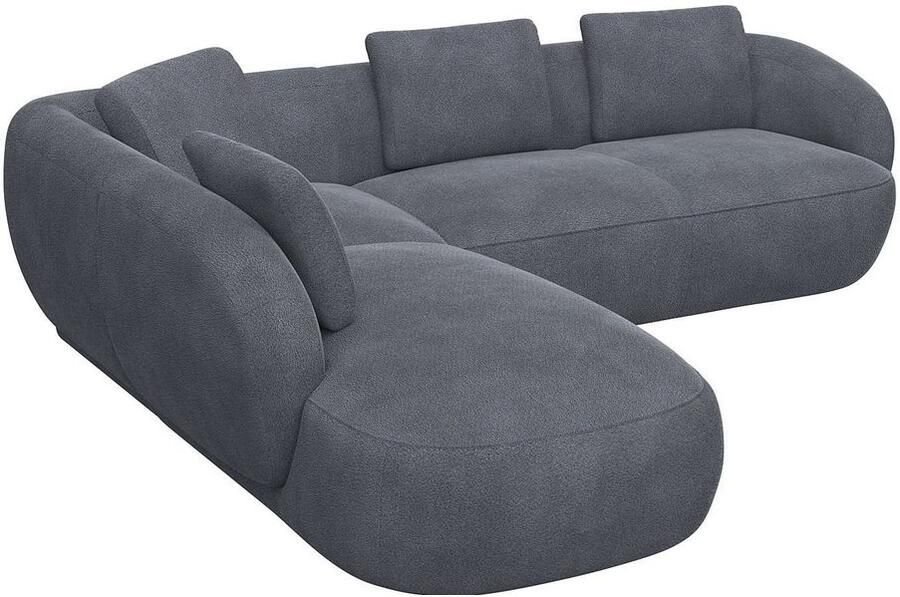 FLEXLUX Hoekbank Torino rond L-vorm bankhoek met ottomane Modern organisch bankontwerp koudschuim golfvering