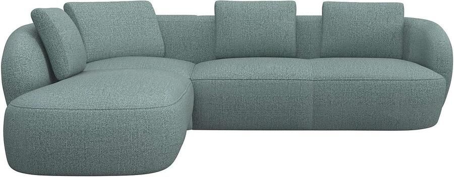 FLEXLUX Hoekbank Torino rond L-vorm bankhoek met ottomane Modern organisch bankontwerp koudschuim golfvering - Foto 4