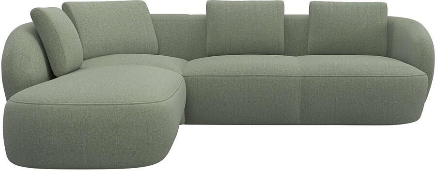 FLEXLUX Hoekbank Torino rond L-vorm bankhoek met ottomane Modern organisch bankontwerp koudschuim golfvering - Foto 4