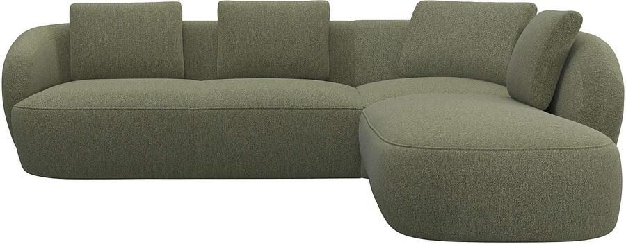 FLEXLUX Hoekbank Torino rond L-vorm bankhoek met ottomane Modern organisch bankontwerp koudschuim golfvering - Foto 4