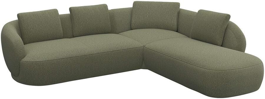 FLEXLUX Hoekbank Torino rond L-vorm bankhoek met ottomane Modern organisch bankontwerp koudschuim golfvering - Foto 3