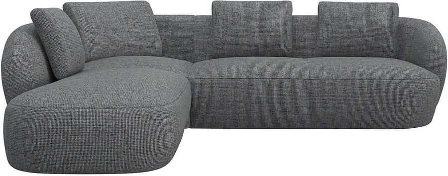 FLEXLUX Hoekbank Torino rond L-vorm bankhoek met ottomane Modern organisch bankontwerp koudschuim golfvering - Foto 4