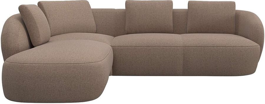 FLEXLUX Hoekbank Torino rond L-vorm bankhoek met ottomane Modern organisch bankontwerp koudschuim golfvering - Foto 4