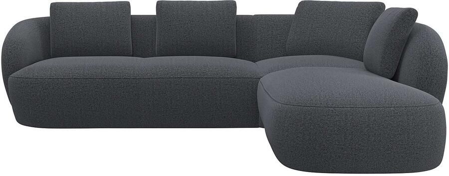 FLEXLUX Hoekbank Torino rond L-vorm bankhoek met ottomane Modern organisch bankontwerp koudschuim golfvering - Foto 4