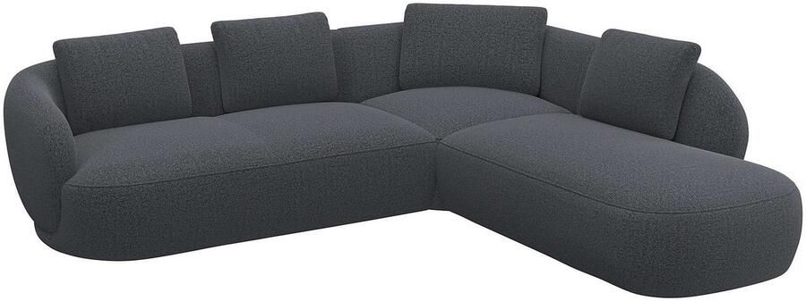 FLEXLUX Hoekbank Torino rond L-vorm bankhoek met ottomane Modern organisch bankontwerp koudschuim golfvering - Foto 3