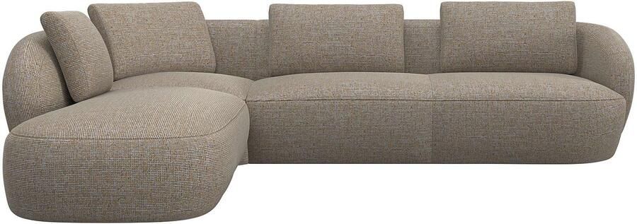 FLEXLUX Hoekbank Torino rond L-vorm bankhoek met ottomane Modern organisch bankontwerp koudschuim golfvering - Foto 4