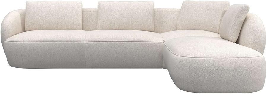 FLEXLUX Hoekbank Torino rond L-vorm bankhoek met ottomane Modern organisch bankontwerp koudschuim golfvering - Foto 4