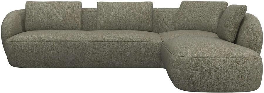 FLEXLUX Hoekbank Torino rond L-vorm bankhoek met ottomane Modern organisch bankontwerp koudschuim golfvering - Foto 4