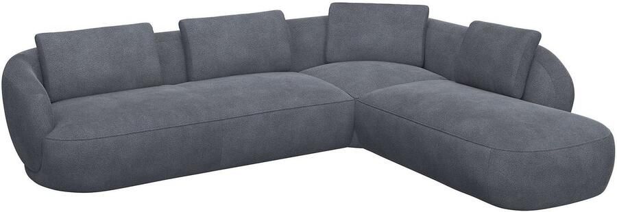 FLEXLUX Hoekbank Torino rond L-vorm bankhoek met ottomane Modern organisch bankontwerp koudschuim golfvering - Foto 3