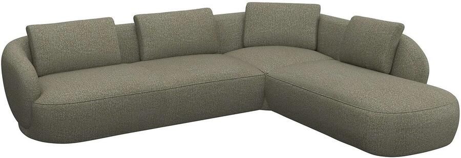 FLEXLUX Hoekbank Torino rond L-vorm bankhoek met ottomane Modern organisch bankontwerp koudschuim golfvering - Foto 3