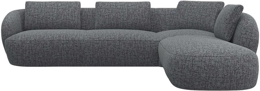 FLEXLUX Hoekbank Torino rond L-vorm bankhoek met ottomane Modern organisch bankontwerp koudschuim golfvering - Foto 4