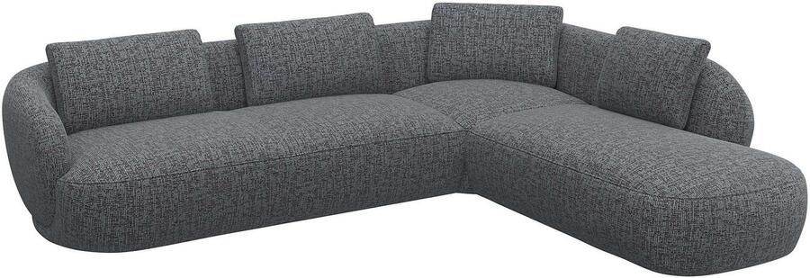 FLEXLUX Hoekbank Torino rond L-vorm bankhoek met ottomane Modern organisch bankontwerp koudschuim golfvering - Foto 3