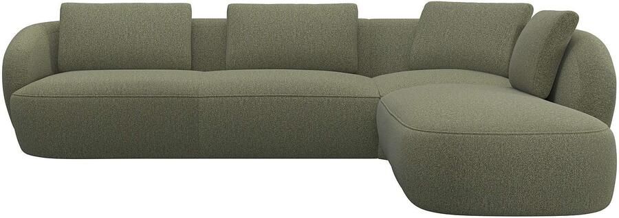 FLEXLUX Hoekbank Torino rond L-vorm bankhoek met ottomane Modern organisch bankontwerp koudschuim golfvering - Foto 4