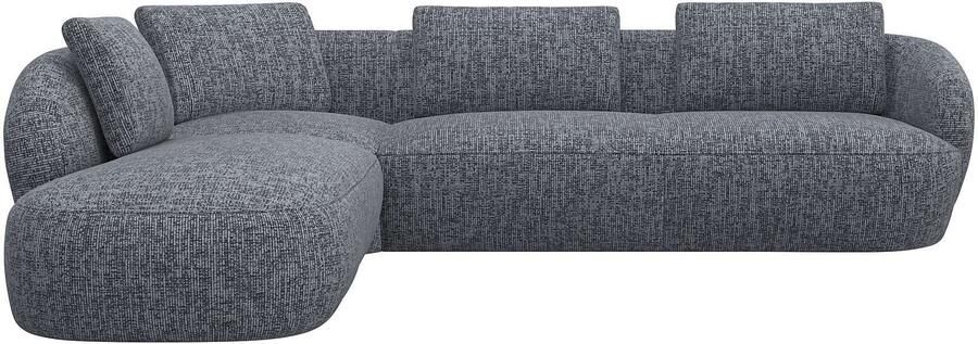 FLEXLUX Hoekbank Torino rond L-vorm bankhoek met ottomane Modern organisch bankontwerp koudschuim golfvering - Foto 4