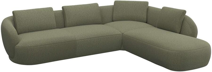 FLEXLUX Hoekbank Torino rond L-vorm bankhoek met ottomane Modern organisch bankontwerp koudschuim golfvering - Foto 3