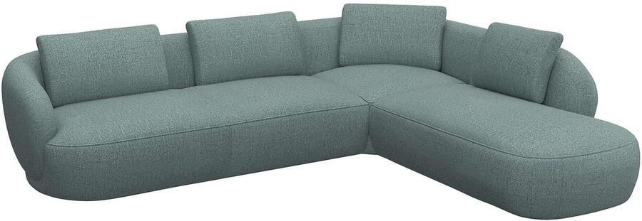 FLEXLUX Hoekbank Torino rond L-vorm bankhoek met ottomane Modern organisch bankontwerp koudschuim golfvering - Foto 3