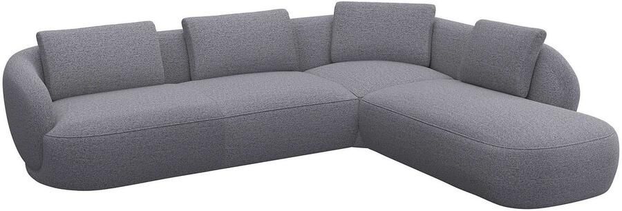 FLEXLUX Hoekbank Torino rond L-vorm bankhoek met ottomane Modern organisch bankontwerp koudschuim golfvering - Foto 3