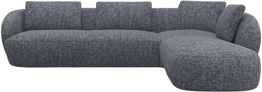 FLEXLUX Hoekbank Torino rond L-vorm bankhoek met ottomane Modern organisch bankontwerp koudschuim golfvering - Foto 4