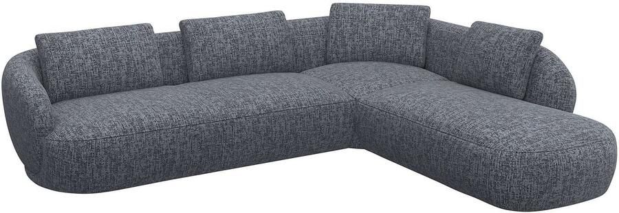 FLEXLUX Hoekbank Torino rond L-vorm bankhoek met ottomane Modern organisch bankontwerp koudschuim golfvering - Foto 3