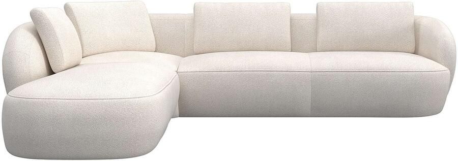 FLEXLUX Hoekbank Torino rond L-vorm bankhoek met ottomane Modern organisch bankontwerp koudschuim golfvering - Foto 4