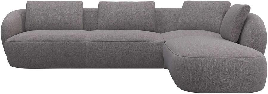 FLEXLUX Hoekbank Torino rond L-vorm bankhoek met ottomane Modern organisch bankontwerp koudschuim golfvering - Foto 4