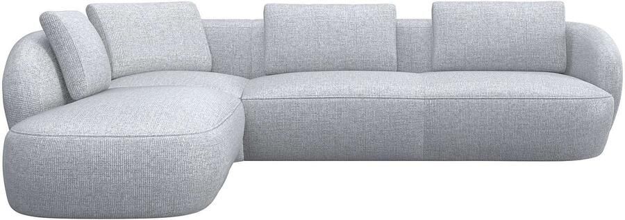 FLEXLUX Hoekbank Torino rond L-vorm bankhoek met ottomane Modern organisch bankontwerp koudschuim golfvering - Foto 4