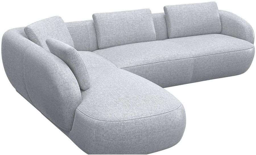 FLEXLUX Hoekbank Torino rond L-vorm bankhoek met ottomane Modern organisch bankontwerp koudschuim golfvering