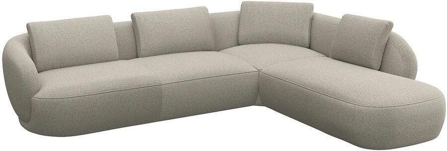 FLEXLUX Hoekbank Torino rond L-vorm bankhoek met ottomane Modern organisch bankontwerp koudschuim golfvering - Foto 3