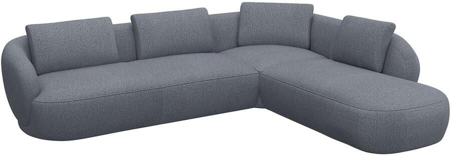 FLEXLUX Hoekbank Torino rond L-vorm bankhoek met ottomane Modern organisch bankontwerp koudschuim golfvering - Foto 3